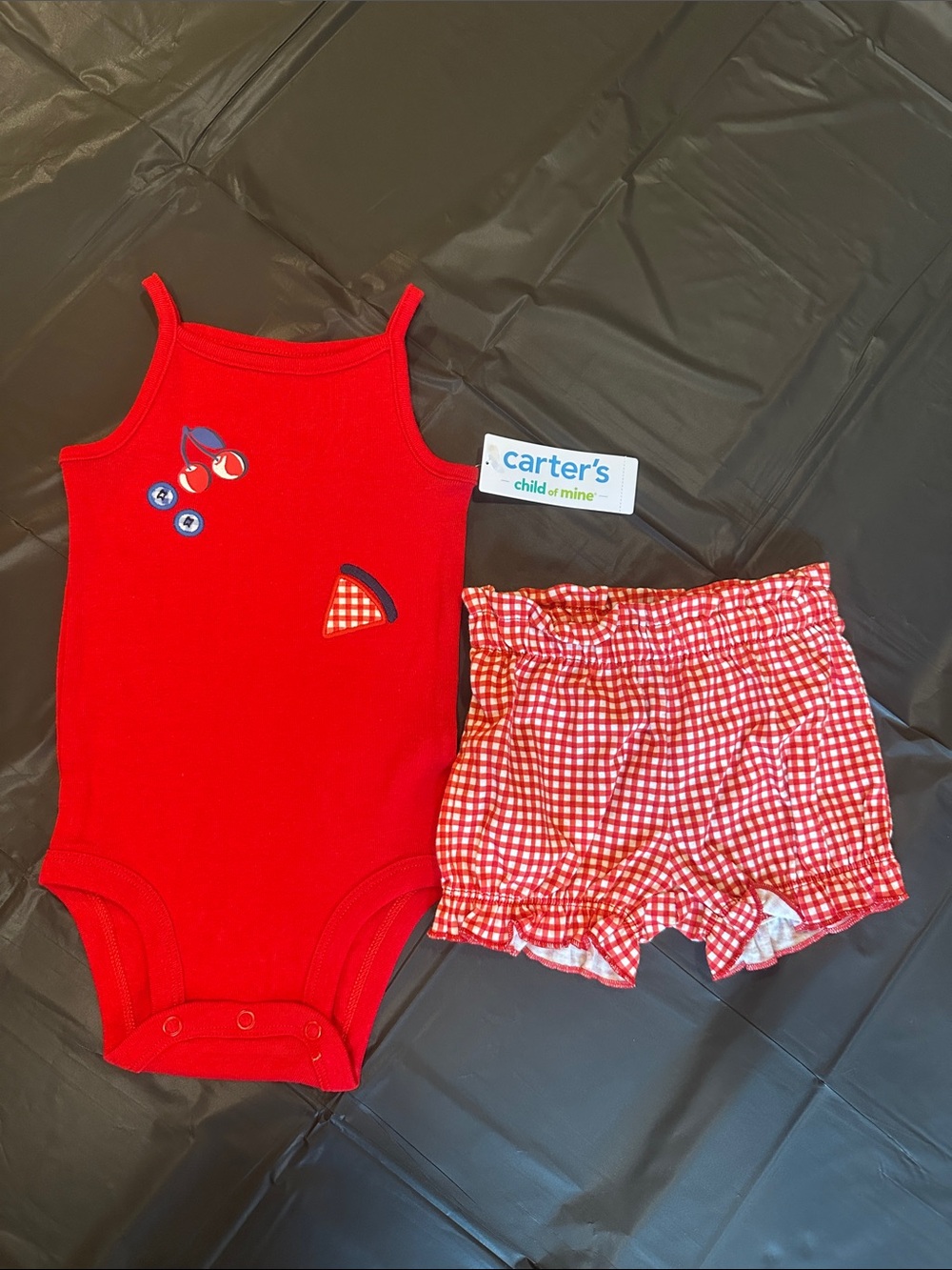 NWT Carter's Red Cherry Tank Bodysuit and Shorts Set